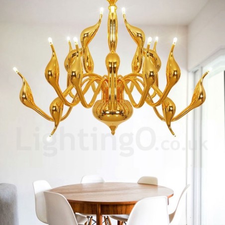 18 Lichter Edelstahl Post Modern Swan Kronleuchter Licht G4 Gold Fertig 18 Lichter Edelstahl Post Modern Swan Kronleuchter Licht G4 Gold Fertig