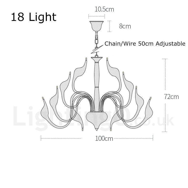 18 Lichter Edelstahl Post Modern Swan Kronleuchter Licht G4 Gold Fertig