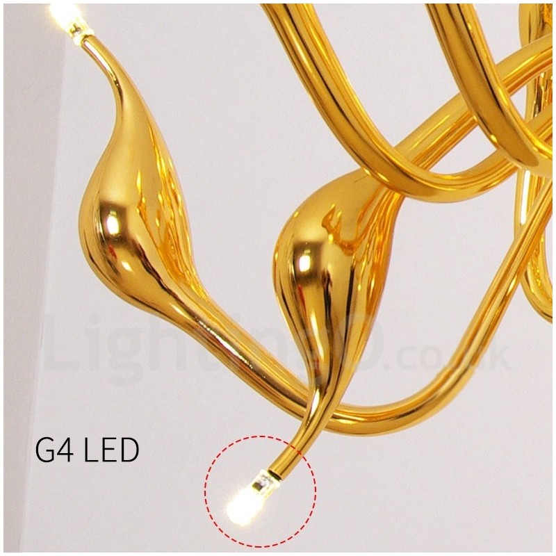 18 Lichter Edelstahl Post Modern Swan Kronleuchter Licht G4 Gold Fertig