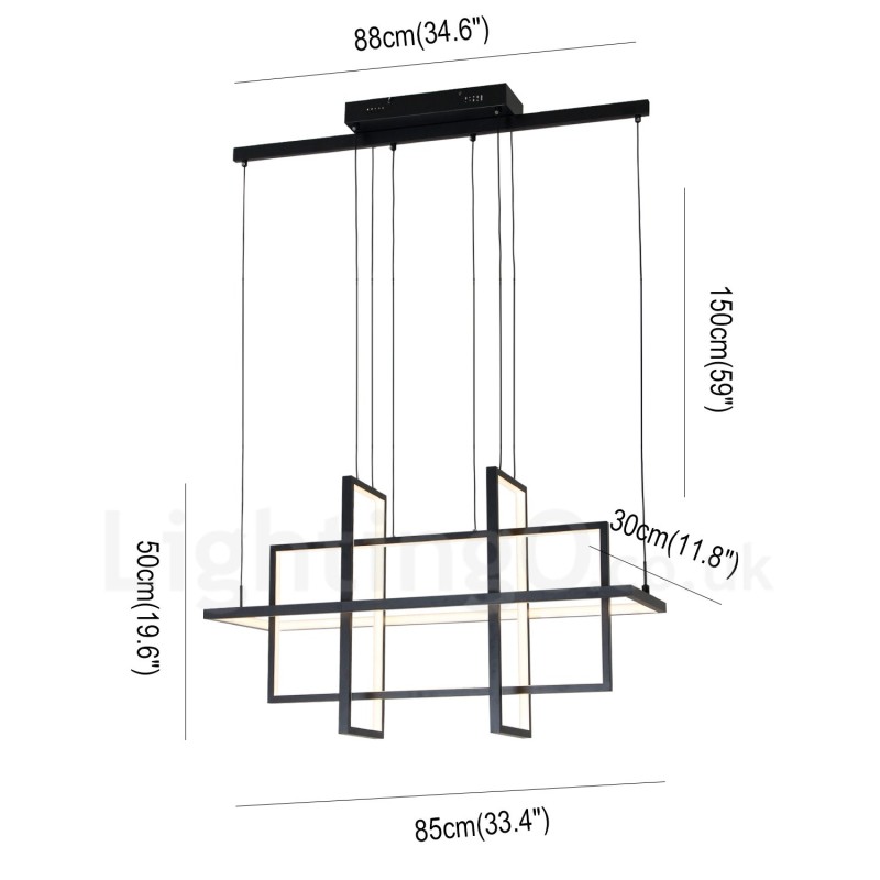 Dimmbare Pendelleuchte Modernes Design Vier Rechtecke