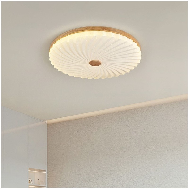Nordische runde, schlichte und moderne Deckenleuchte aus Massivholz