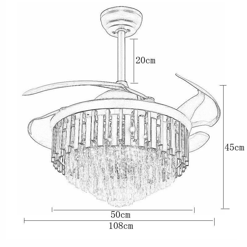 Einziehbarer Deckenventilator mit Licht und Kristall-Deckenventilator