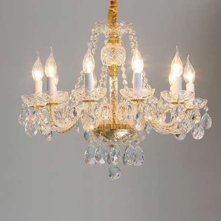 Transparenter Kristall-Kronleuchter Europäischer Goldkörper Luxus Decrative Deckenleuchte Transparenter Kristall-Kronleuchter Europäischer Goldkörper Luxus Decrative Deckenleuchte