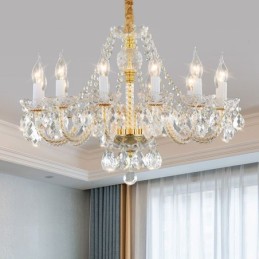 Transparenter Kristall-Kronleuchter Europäischer Goldkörper Luxus Decrative Deckenleuchte