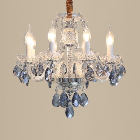 Europäischer blauer Kristall-Kronleuchter, Glas-Leuchtkörper, 8 Lichter Europäischer blauer Kristall-Kronleuchter, Glas-Leuchtkörper, 8 Lichter