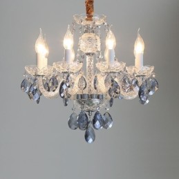 Europäischer blauer Kristall-Kronleuchter, Glas-Leuchtkörper, 8 Lichter