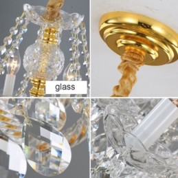 Europäischer klarer Kristall-Kronleuchter, Glas-Lampenkörper, 8 Lichter, Goldkörper-Deckenleuchte