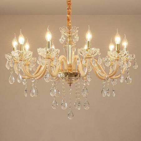 Eleganter Kristall-Kronleuchter im europäischen Stil, Glas-Pendelleuchte Eleganter Kristall-Kronleuchter im europäischen Stil, Glas-Pendelleuchte