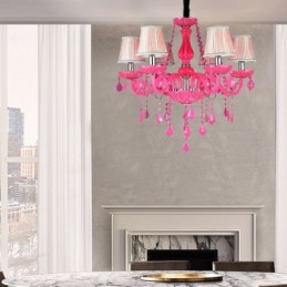 Europäischen Stil Kristall Kronleuchter Rosa Pendelleuchte Romantische