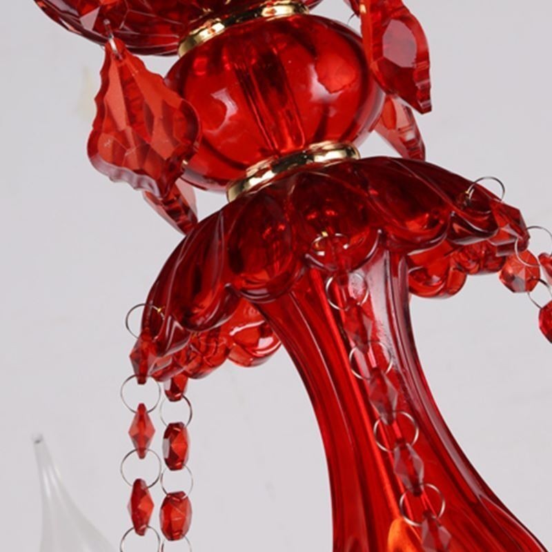 Europäischer eleganter Kristall-Kronleuchter, rote Pendelleuchte