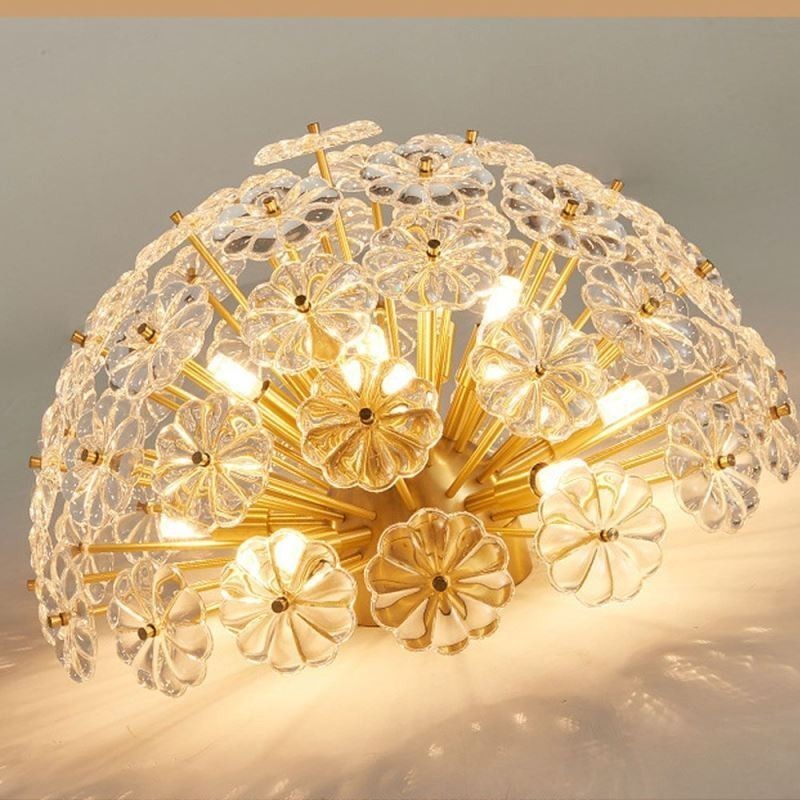 Halbkreisförmige Deckenleuchte aus Glas, flächenbündig, modern, dekorativ, in Blumenform