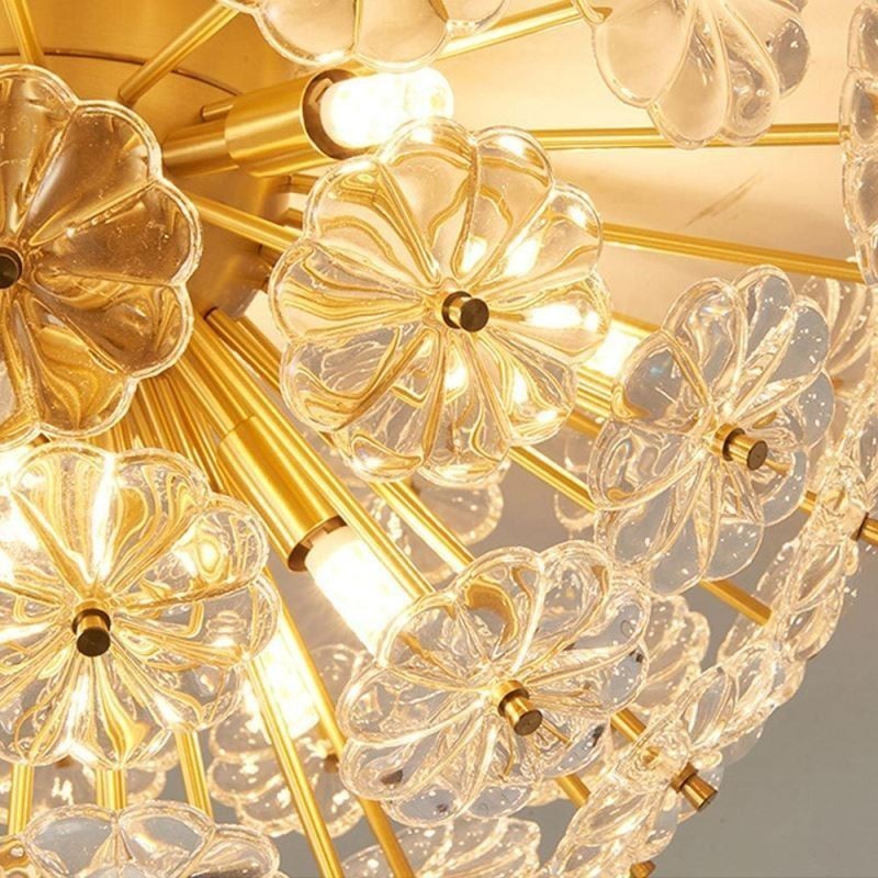 Halbkreisförmige Deckenleuchte aus Glas, flächenbündig, modern, dekorativ, in Blumenform