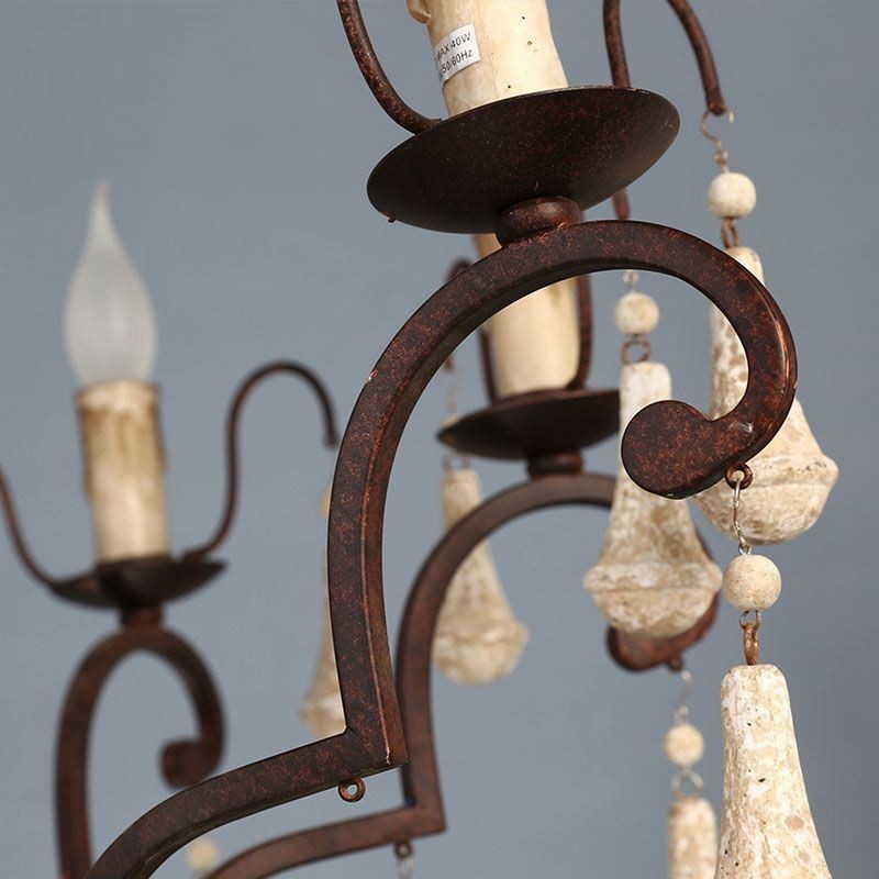 Pendelleuchte aus Holz im Retro-Stil, eleganter Kronleuchter