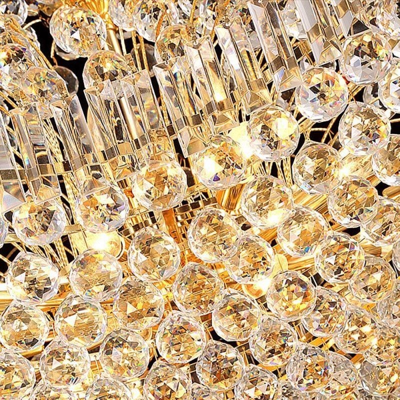 Europäischer Kristall-Empire-Kronleuchter, große goldfarbene Pendelleuchte
