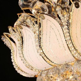 Zeitgenössischer Kristall-Empire-Kronleuchter in Goldfarbe, Pendelleuchte Lotus