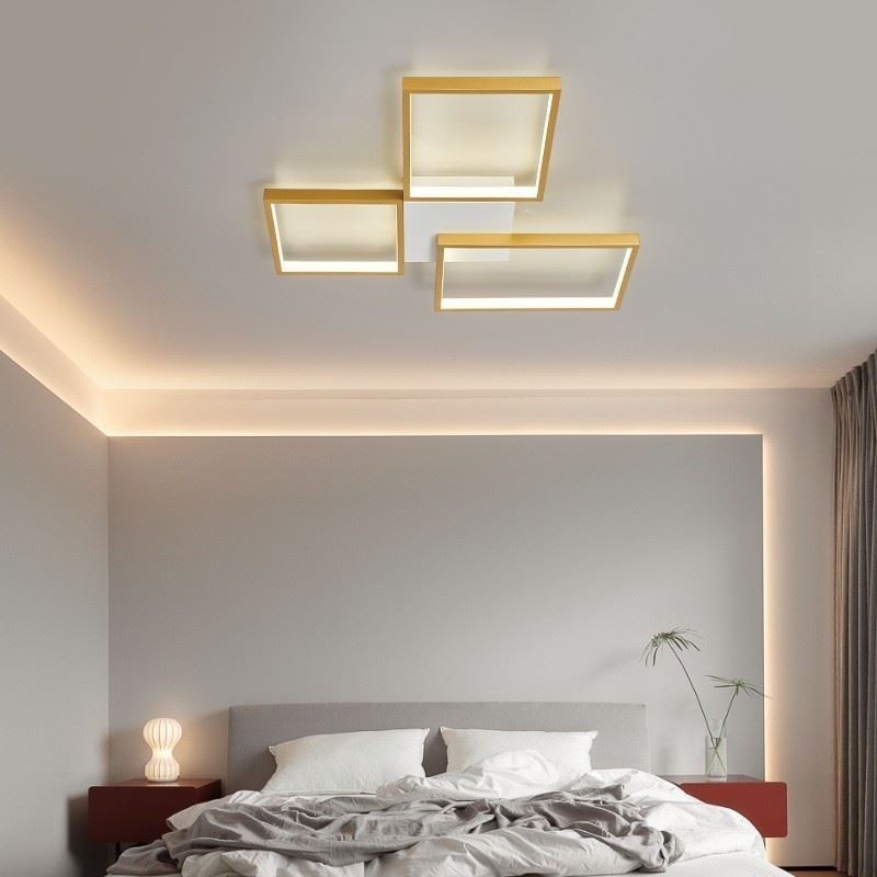 Unterputz-Deckenleuchte, minimalistisch, 3-eckig, stufenlos dimmbar, mit Fernbedienung, 60 W