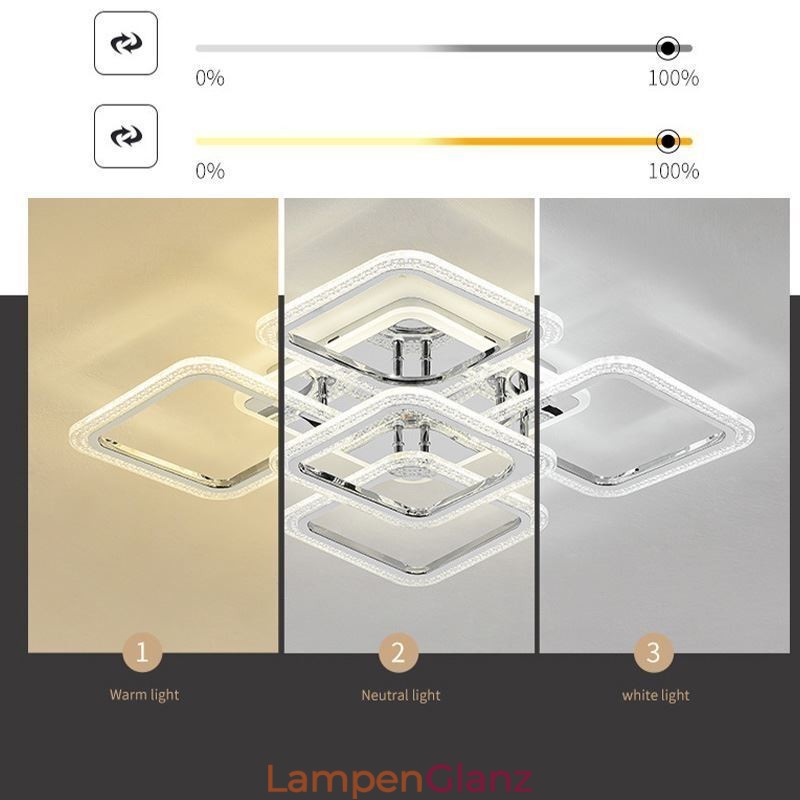 Deckenleuchte aus Acryl, quadratisch, 5 Lichter, Chrom