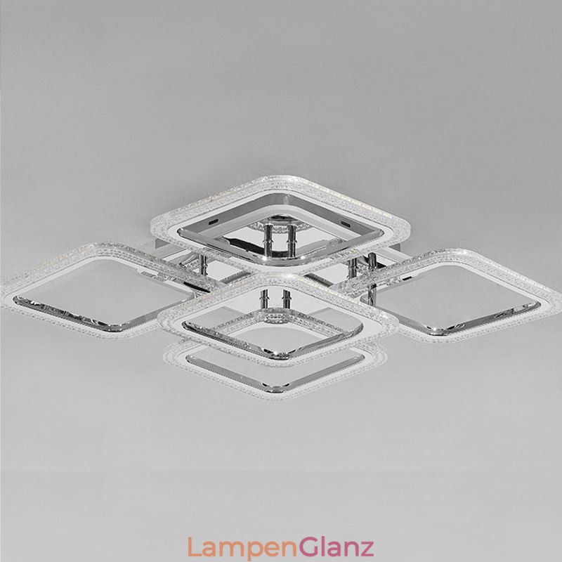Deckenleuchte aus Acryl, quadratisch, 5 Lichter, Chrom