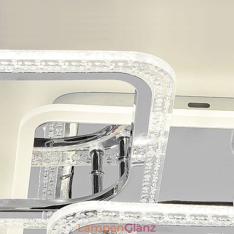 Deckenleuchte aus Acryl, quadratisch, 5 Lichter, Chrom