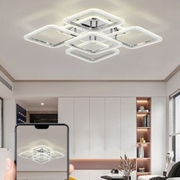 Deckenleuchte aus Acryl, quadratisch, 5 Lichter, Chrom