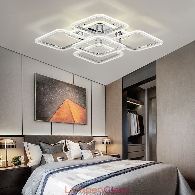 Deckenleuchte aus Acryl, quadratisch, 5 Lichter, Chrom