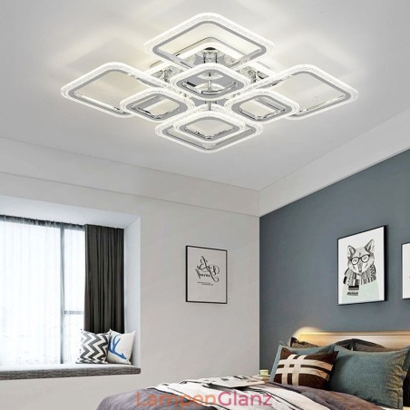 Deckenleuchte, quadratisch, Acryl, Chrom, 8 Lichter