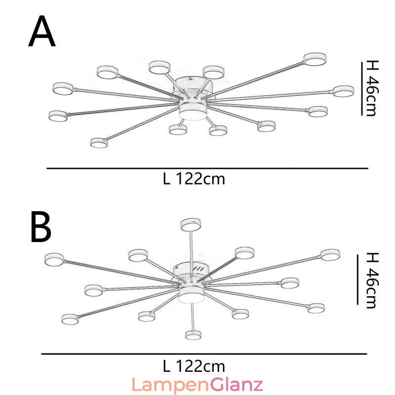 Unterputz-Deckenleuchte, modern, minimalistisch, Acryl-Lichtschirm