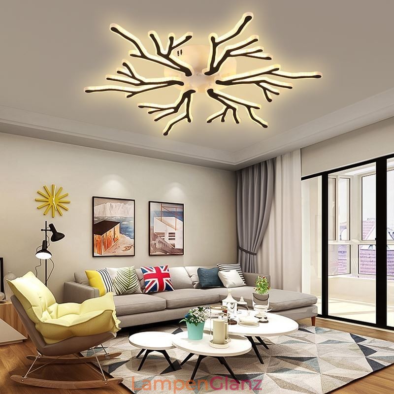 Deckenleuchte mit Acrylzweigen zur flächenbündigen Montage