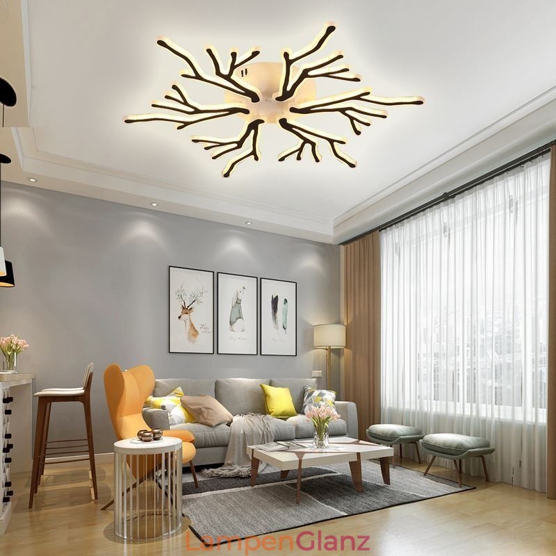 Deckenleuchte mit Acrylzweigen zur flächenbündigen Montage