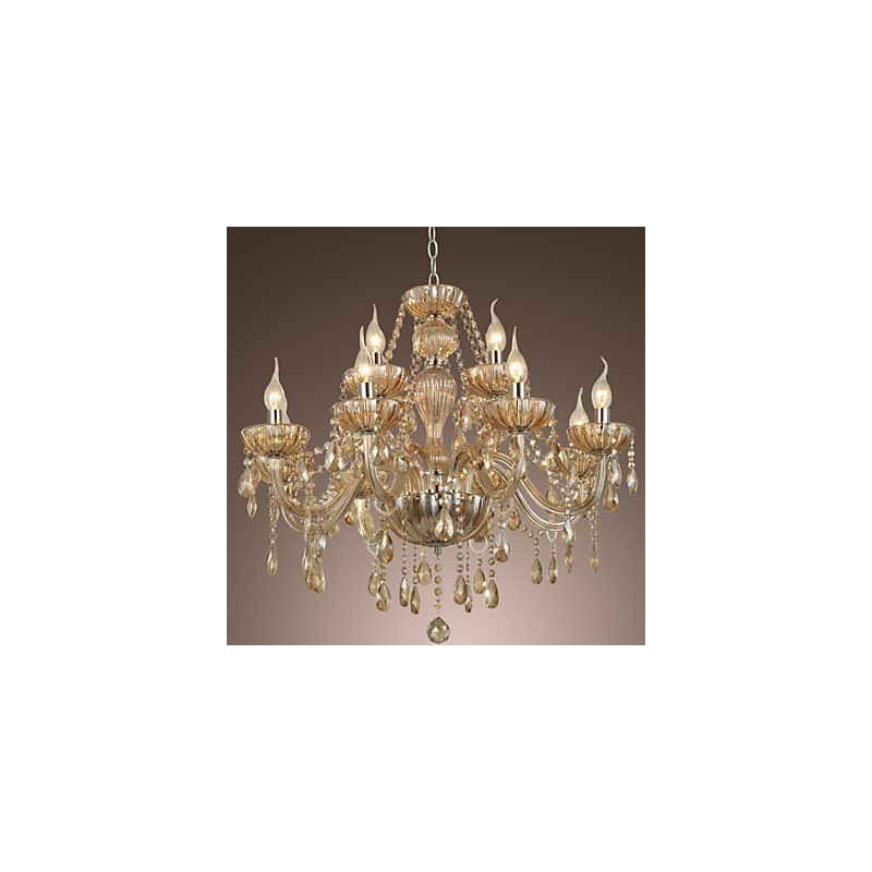 Kronleuchter Kristall Luxus Modern 2 Ebenen Wohnzimmer 12 Lichter