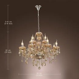 Kronleuchter Kristall Luxus Modern 2 Ebenen Wohnzimmer 12 Lichter