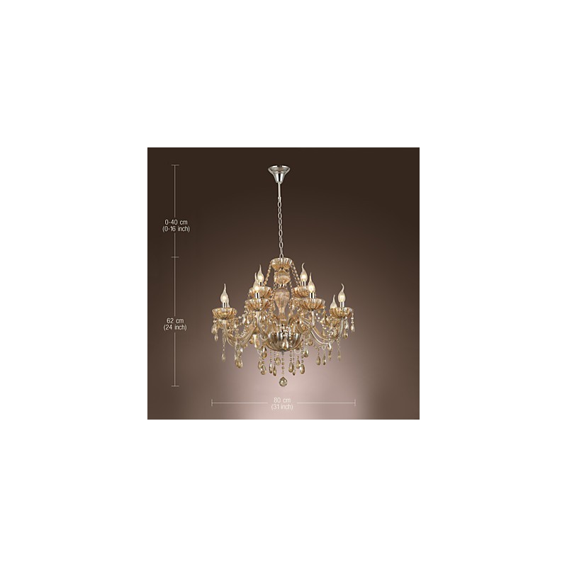 Kronleuchter Kristall Luxus Modern 2 Ebenen Wohnzimmer 12 Lichter