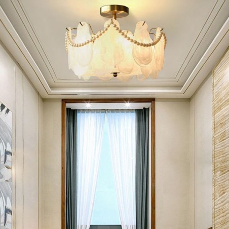Europäische Deckenleuchte aus Eisen, elegante Deckenleuchte aus Glas Europäische Deckenleuchte aus Eisen, elegante Deckenleuchte aus Glas