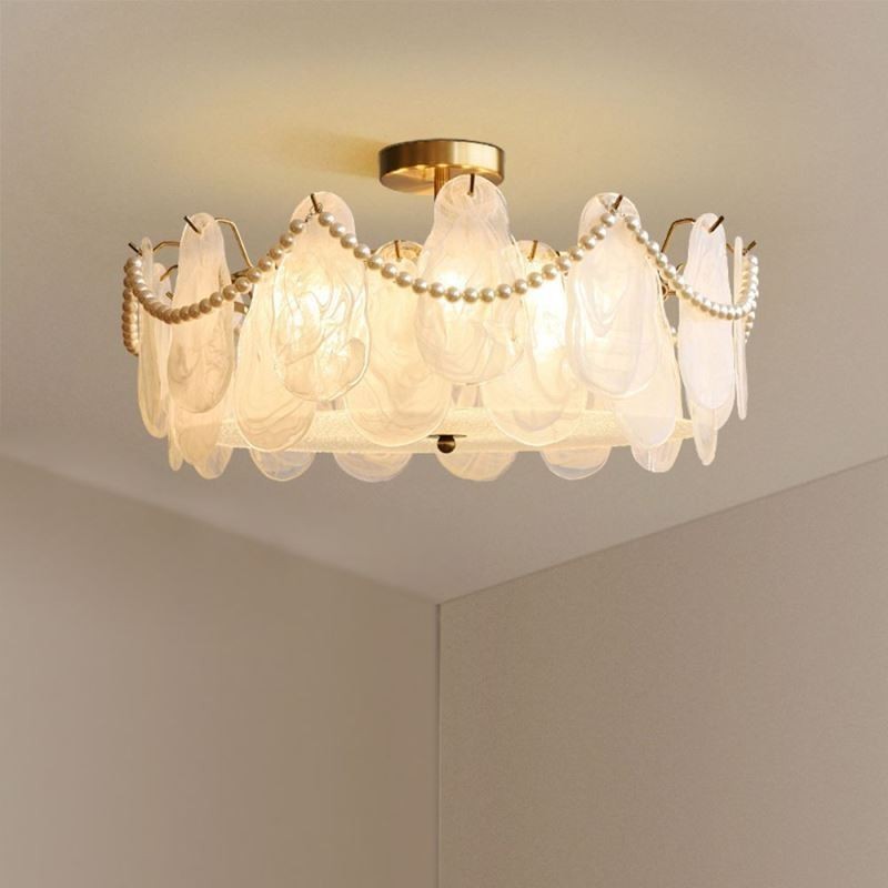 Europäische Deckenleuchte aus Eisen, elegante Deckenleuchte aus Glas