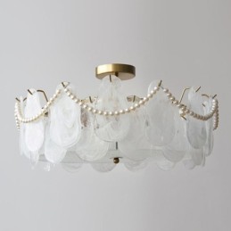 Europäische Deckenleuchte aus Eisen, elegante Deckenleuchte aus Glas
