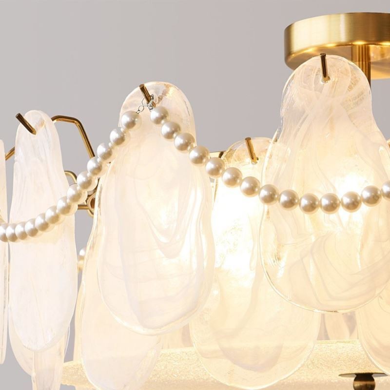 Europäische Deckenleuchte aus Eisen, elegante Deckenleuchte aus Glas
