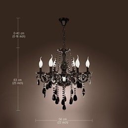 Kronleuchter Schwarz Kristall Modern 6 Lichter