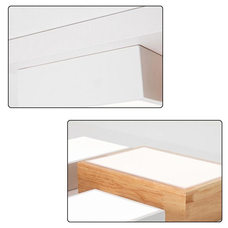 Moderne Acryl Deckenleuchte Geometrische Holz Deckenleuchte