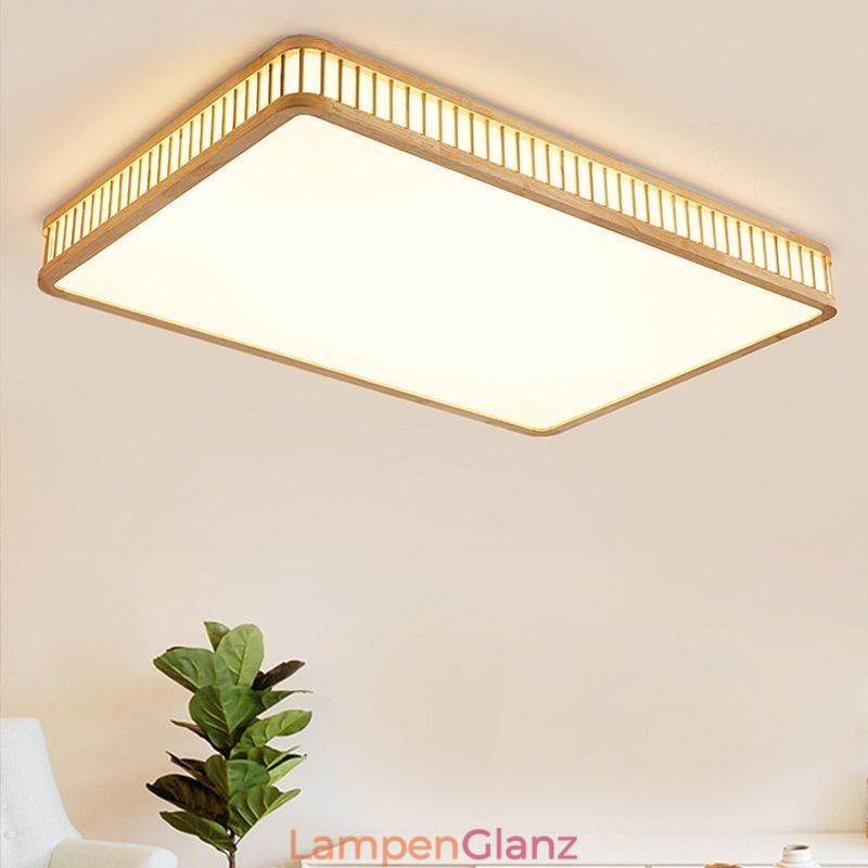 Japanische Acryl-Deckenleuchte, rechteckig, Gummiholz-Deckenleuchte