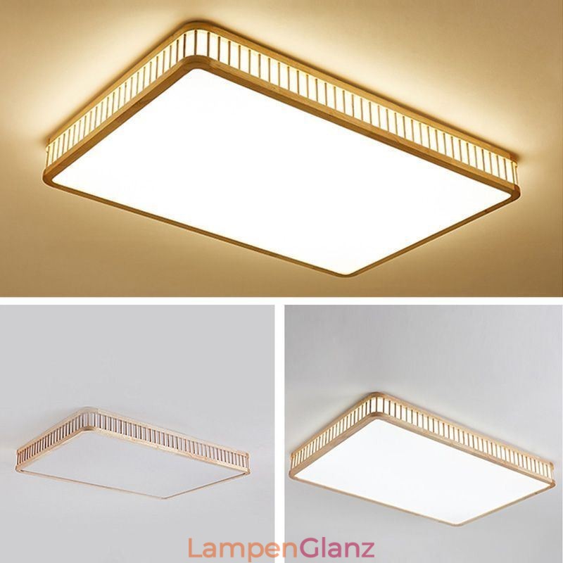 Japanische Acryl-Deckenleuchte, rechteckig, Gummiholz-Deckenleuchte