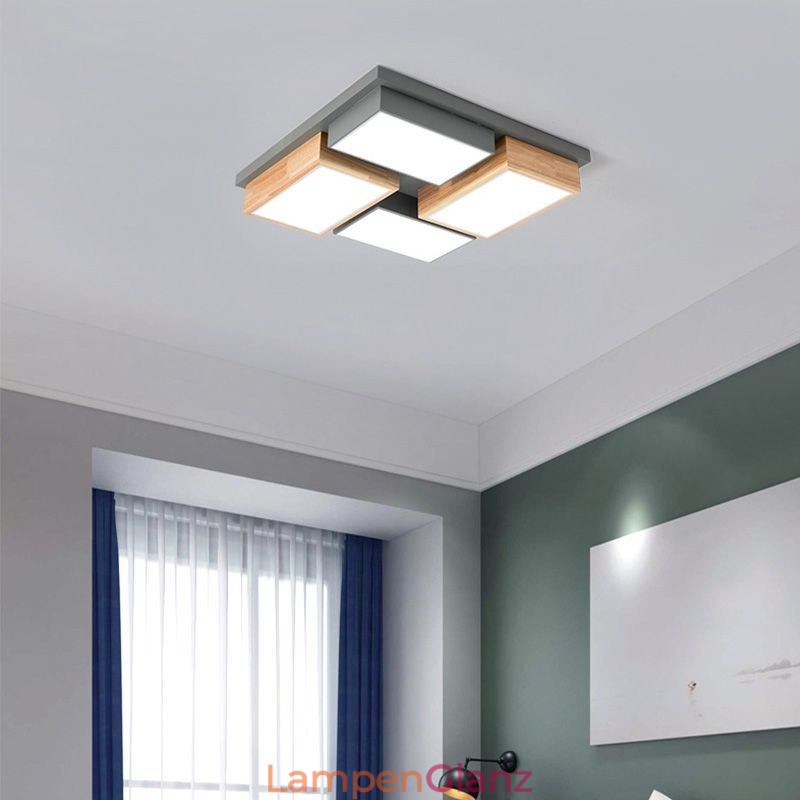 Moderne Deckenleuchte Geometrische Holz Deckenlampe
