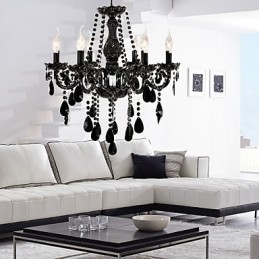Kronleuchter Schwarz Kristall Modern 6 Lichter