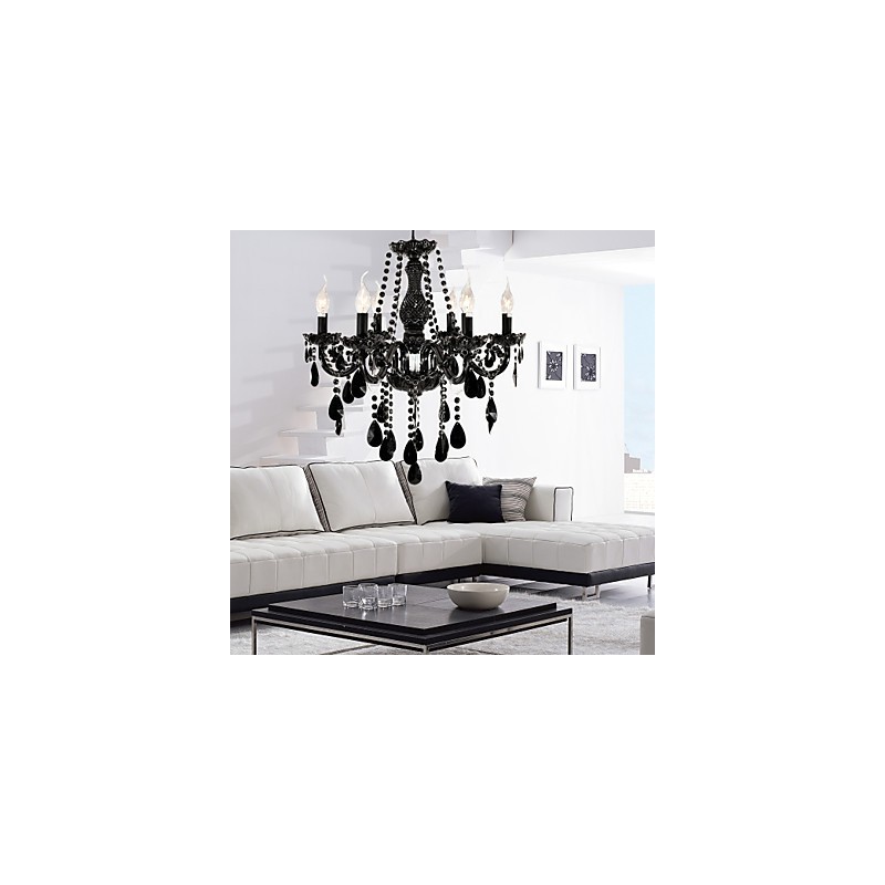 Kronleuchter Schwarz Kristall Modern 6 Lichter