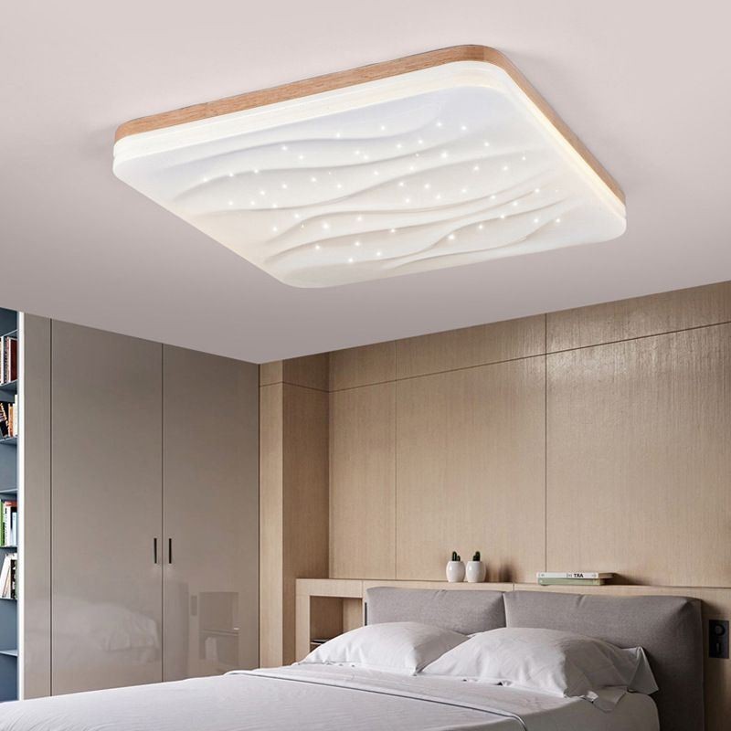 Japanische Acryl-Deckenleuchte, quadratische gewellte Deckenlampe
