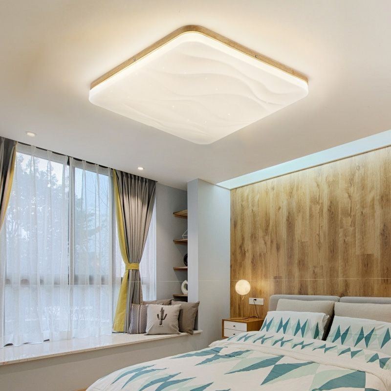 Japanische Acryl-Deckenleuchte, quadratische gewellte Deckenlampe