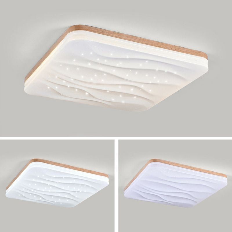 Japanische Acryl-Deckenleuchte, quadratische gewellte Deckenlampe