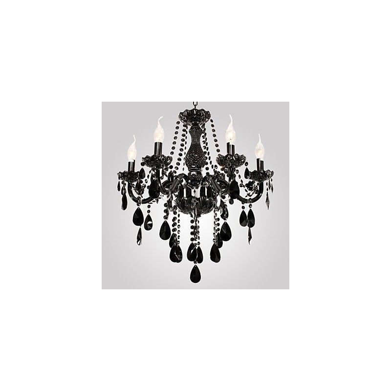 Kronleuchter Schwarz Kristall Modern 6 Lichter