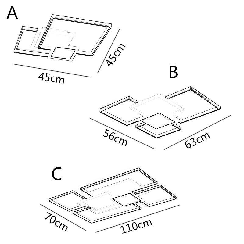 Moderne goldene Unterputz-Deckenleuchte mit geometrischer Leuchte, 2-lagig