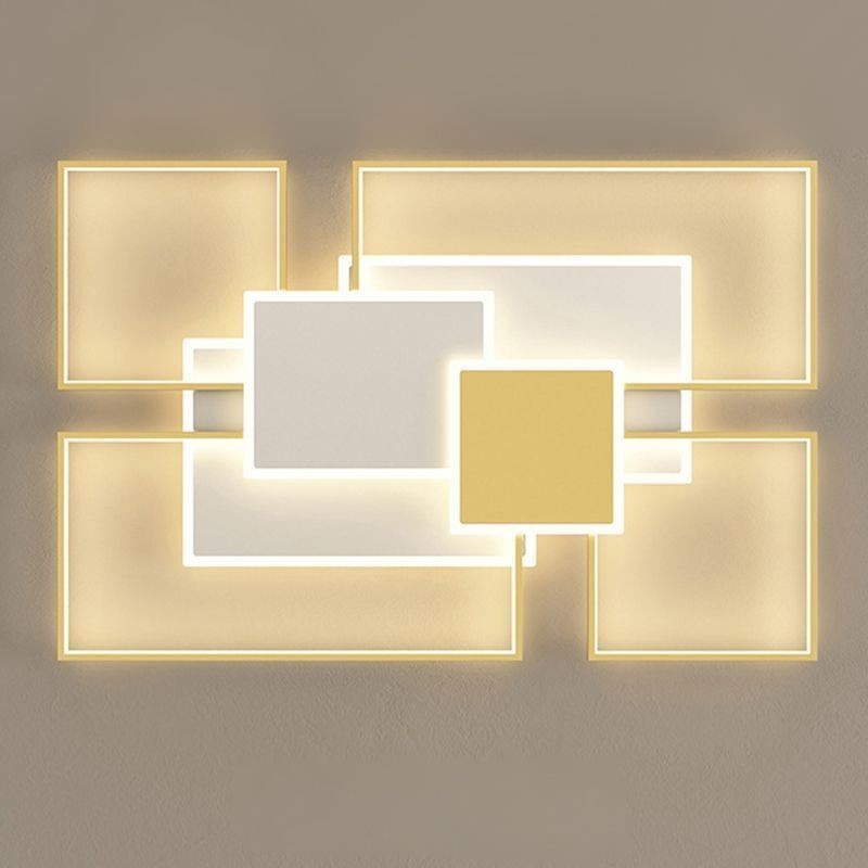 Moderne goldene Unterputz-Deckenleuchte mit geometrischer Leuchte, 2-lagig