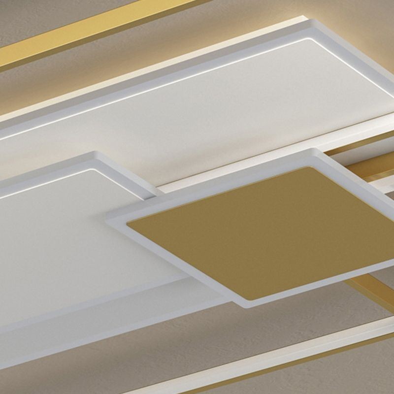 Moderne goldene Unterputz-Deckenleuchte mit geometrischer Leuchte, 2-lagig